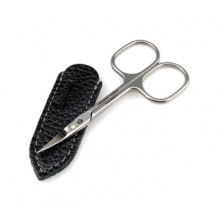 Niegeloh Solingen TOPINOX Curved Stainless Steel Professional Manicure Cuticle Scissors Perfect Cutter - Made in Solingen Germany | Packed with Shpitser Full Grain Leather Case (Cuticle, Black)