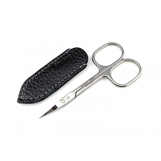 Niegeloh Solingen TOPINOX Curved Stainless Steel Professional Manicure Cuticle Scissors Perfect Cutter - Made in Solingen Germany | Packed with Shpitser Full Grain Leather Case (Cuticle, Black)