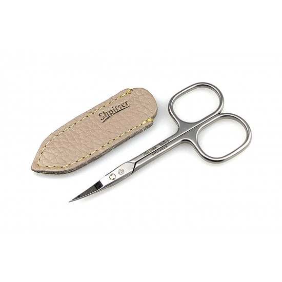 Niegeloh Solingen TOPINOX Curved Stainless Steel Professional Manicure Cuticle Scissors Perfect Cutter - Made in Solingen Germany | Packed with Shpitser Full Grain Leather Case (Cuticle, Gray)