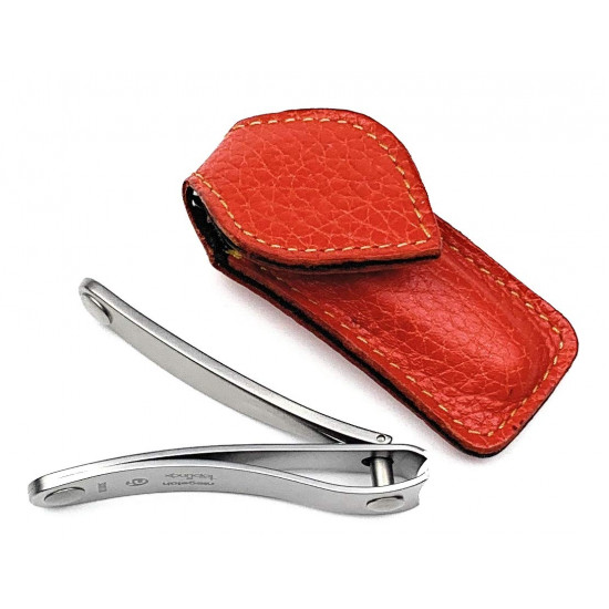 Shpitser Stainless Steel Nail Clipper 6cm German Nail Trimmer Packed with Genuine Leather Case Red