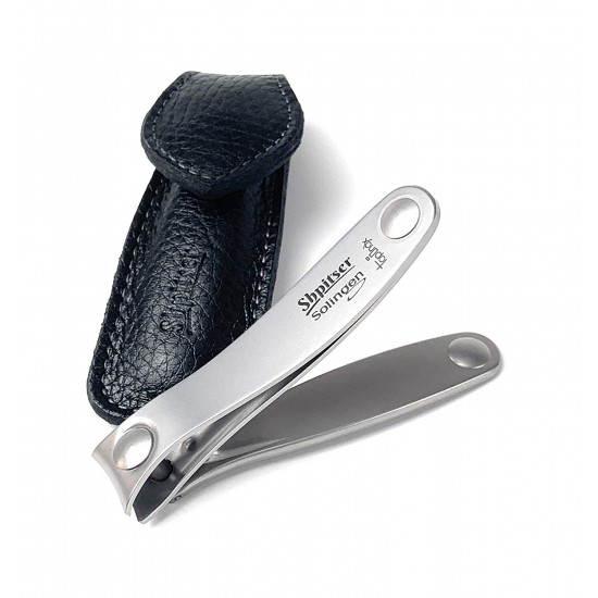Shpitser Solingen TopInox Nail Clipper - Stainless Steel Cutter German Nail Trimmer - Toenail Clipper for Men & Women - Nail Care | Packed with Genuine Leather Case (Black 8cm Toenail Clipper)