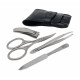 Shpitser Solingen 4 pcs Luxuries TopInox Surgical Stainless Steel German Manicure Set Grooming kit In Full Grain Nappa Leather Case Made in Solingen Germany