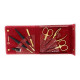 Niegeloh 7 Pieces Manicure Set in Red Lustrous Leather Case Made in Solingen Germany With Bonus SHPITSER Crystal Glass Nail File
