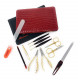 Niegeloh 10 Pieces - XL Luxurious Manicure Set in Red Kroko's Lustrous Leather Case Made in Solingen Germany Plus Bonus: SHPITSER Professional 20cm Glass Nail File