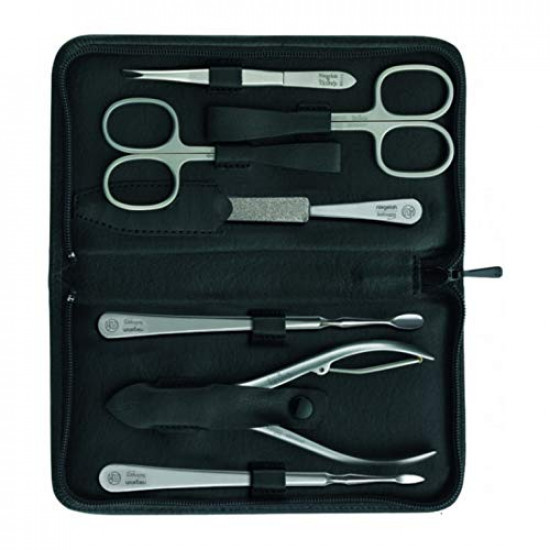 Niegeloh  XL 7 Pieces Stainless Steel Manicure Set Made in Solingen Germany With BONUS: SHPITSER Crystal Glass Nail File