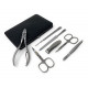 Niegeloh Solingen 7 pcs XL TopInox Surgical Stainless Steel German Men's Manicure Set Grooming kit In Black Leather Case Made in Solingen Germany Niegeloh Solingen 7 pcs XL TopInox Surgical Stainless Steel German Men's Manicure Set Grooming kit In Black Leather Case Made in Solingen Germany