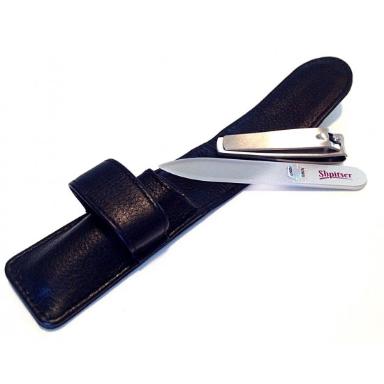 Niegeloh Solingen 2 Pcs Manicure Set in High Quality Black Leather Germany Niegeloh Solingen 2 Pcs Manicure Set in High Quality Black Leather Germany