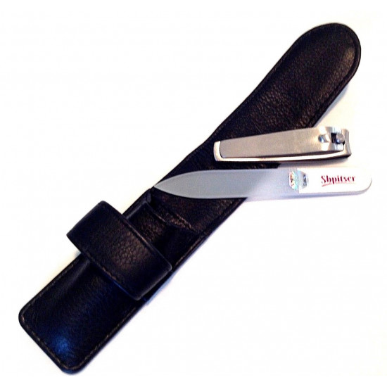 Niegeloh Solingen 2 Pcs Manicure Set in High Quality Black Leather Germany Niegeloh Solingen 2 Pcs Manicure Set in High Quality Black Leather Germany