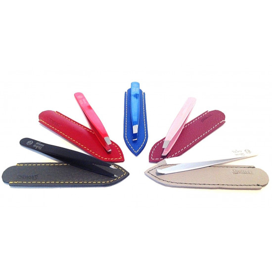 Niegeloh Professional TopInox Red Coated Straight Tweezers with leather sleeve Germany
