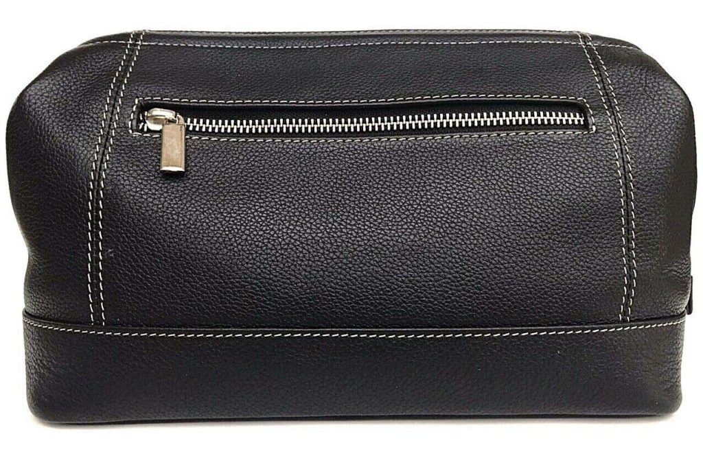 Leather Toiletry Bag, Contrast Stitching