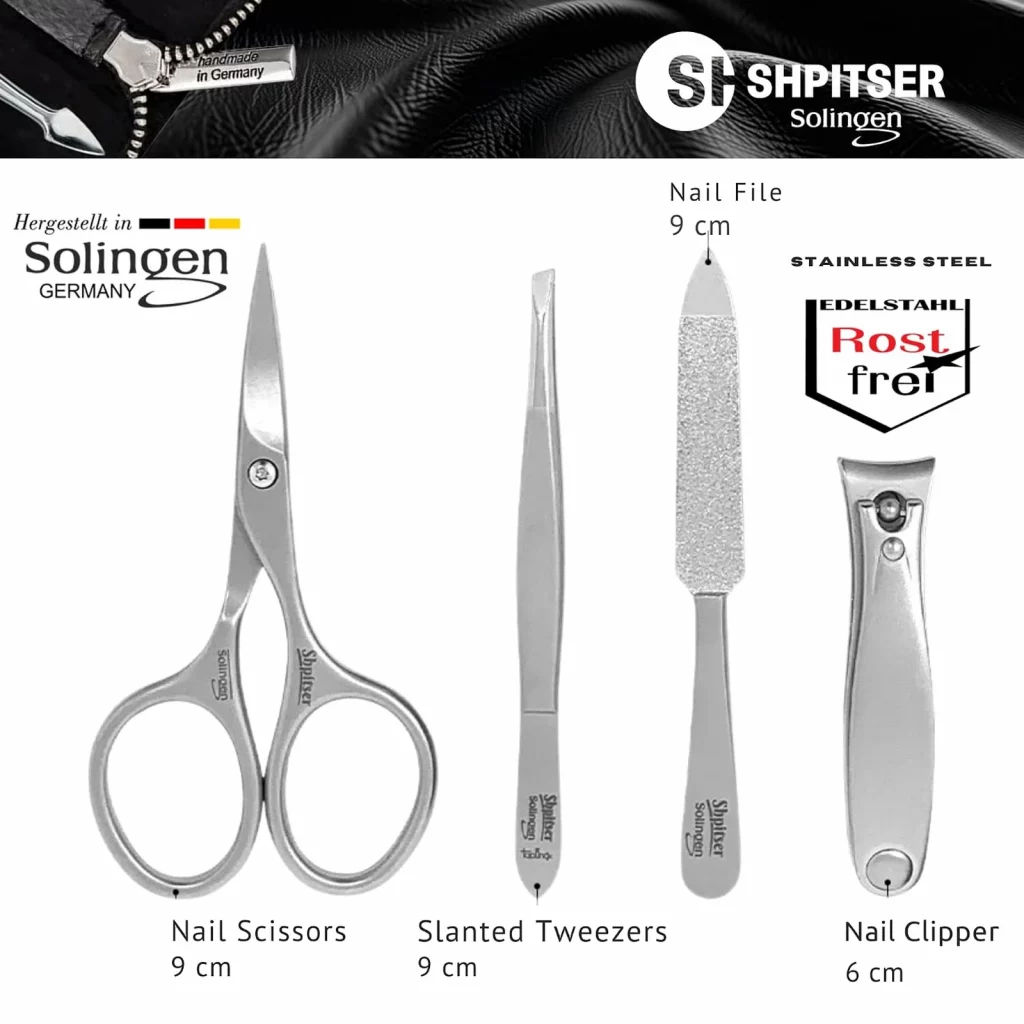 Shpitser Manicure and Pedicure Set of 4 Stainless Steel Instruments (Black) — view 3