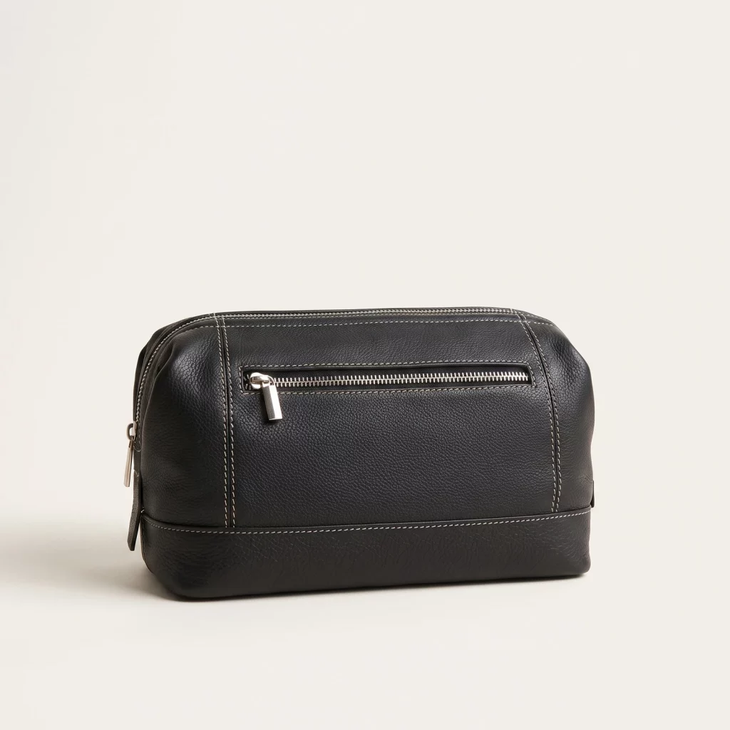 Leather Toiletry Bag, Contrast Stitching