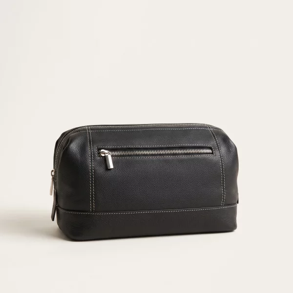 Leather Toiletry Bag, Contrast Stitching