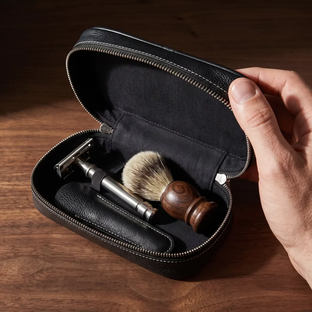 Shpitser Quality Travel Leather Case For Shaving Gear