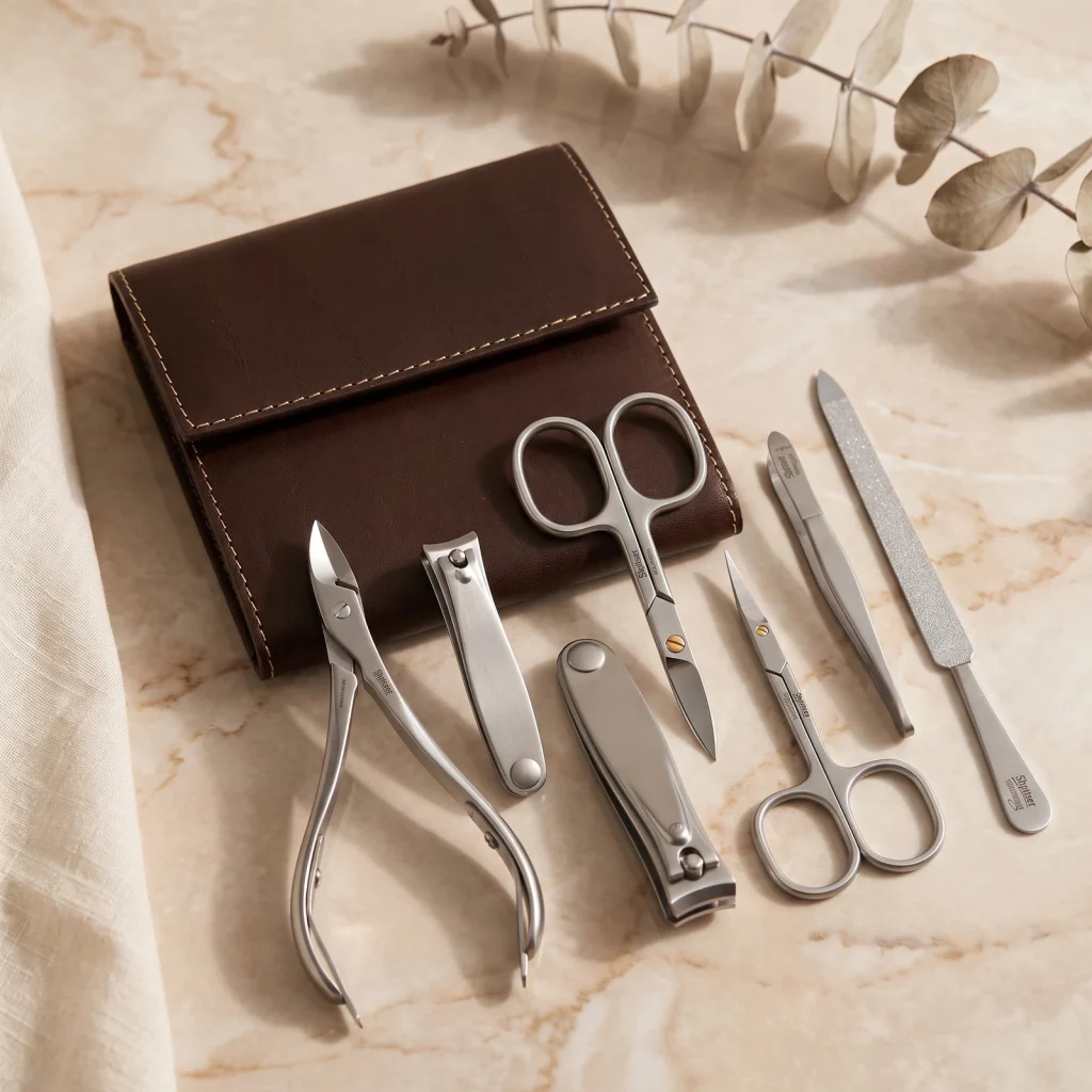 SHPITSER 7pc TopInox Stainless Steel Tools Manicure Pedicure Set