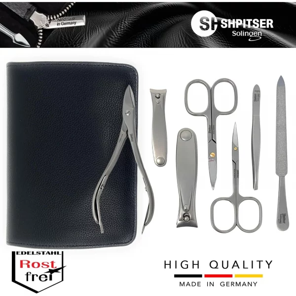 SHPITSER 7pc TopInox Stainless Steel Tools Manicure Pedicure Set — second view