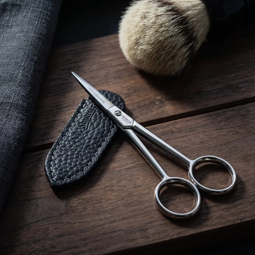 Henbor Mustache & Beard Scissors Nickel-Plated Special Carbon Steel