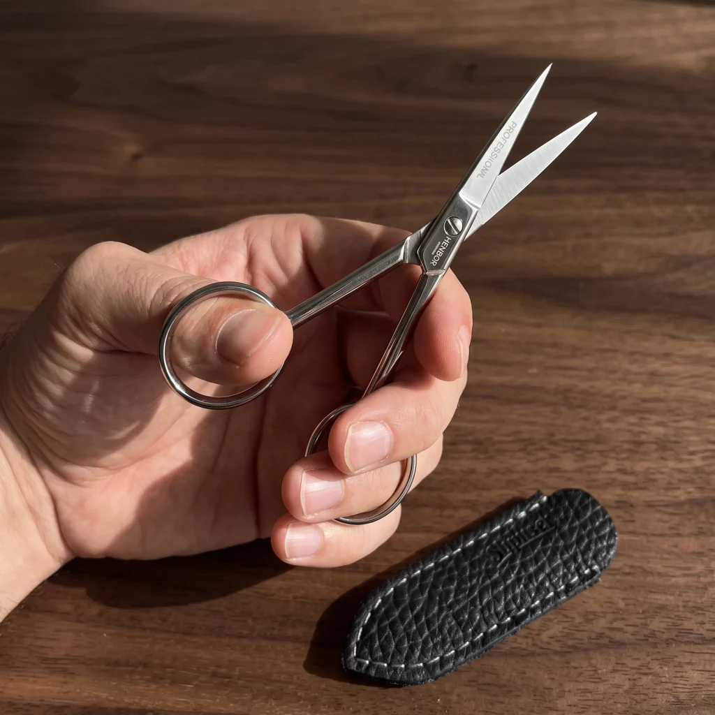 Henbor Mustache & Beard Scissors Nickel-Plated Special Carbon Steel
