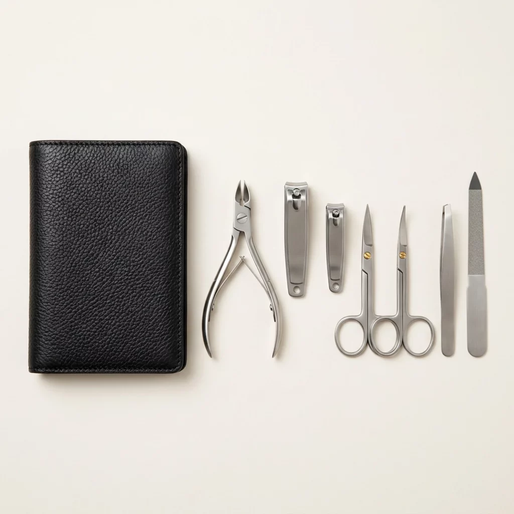 SHPITSER 7pc TopInox Stainless Steel Tools Manicure Pedicure Set