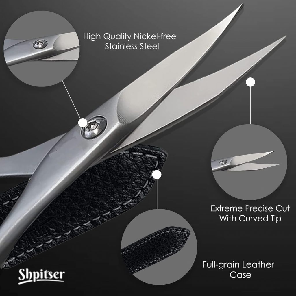 Shpitser Stainless Steel Nail Scissors, Handmaid in Solingen Germany With Genuine Leather Case — view 6