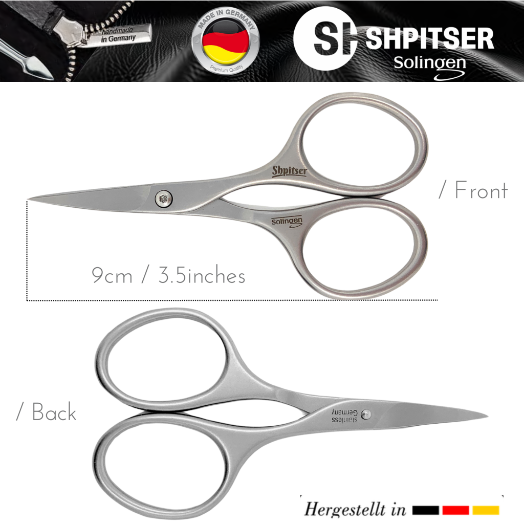 Shpitser Stainless Steel Nail Scissors, Handmaid in Solingen Germany With Genuine Leather Case — view 3