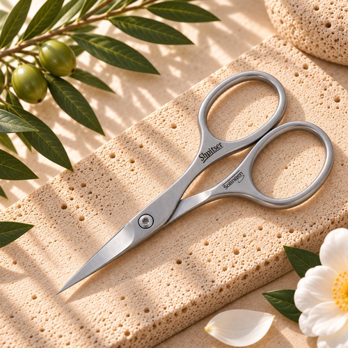 Shpitser Stainless Steel Nail Scissors, Handmaid in Solingen Germany With Genuine Leather Case — second view